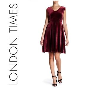 London Times Petite Velvet Cocktail Dress